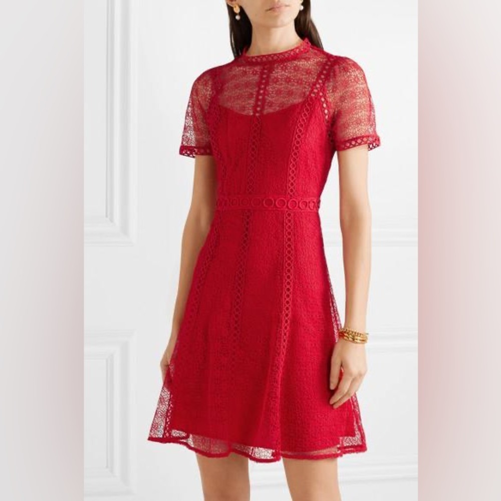 MICHAEL Michael Kors Red Guipure Lace Mini Dress, Size 4